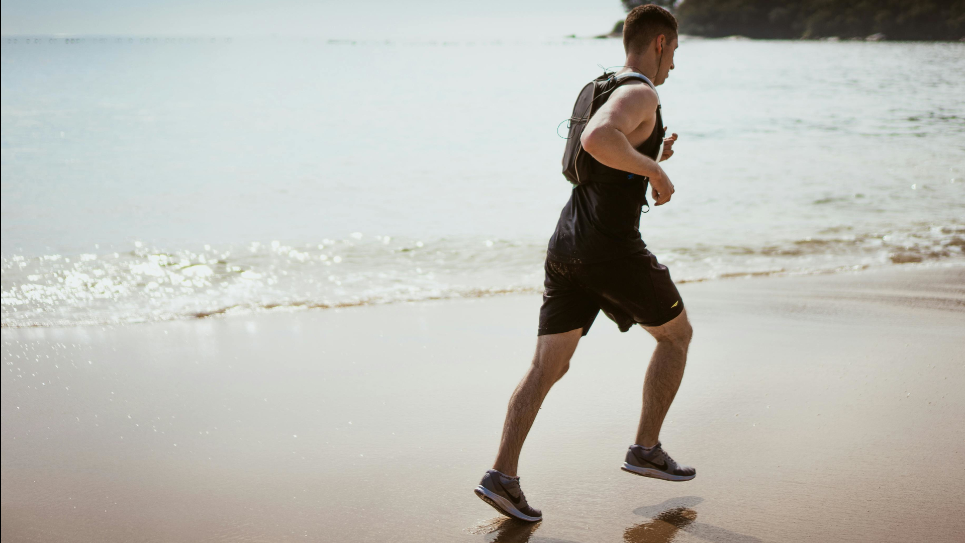 Picture of the runner on a beach